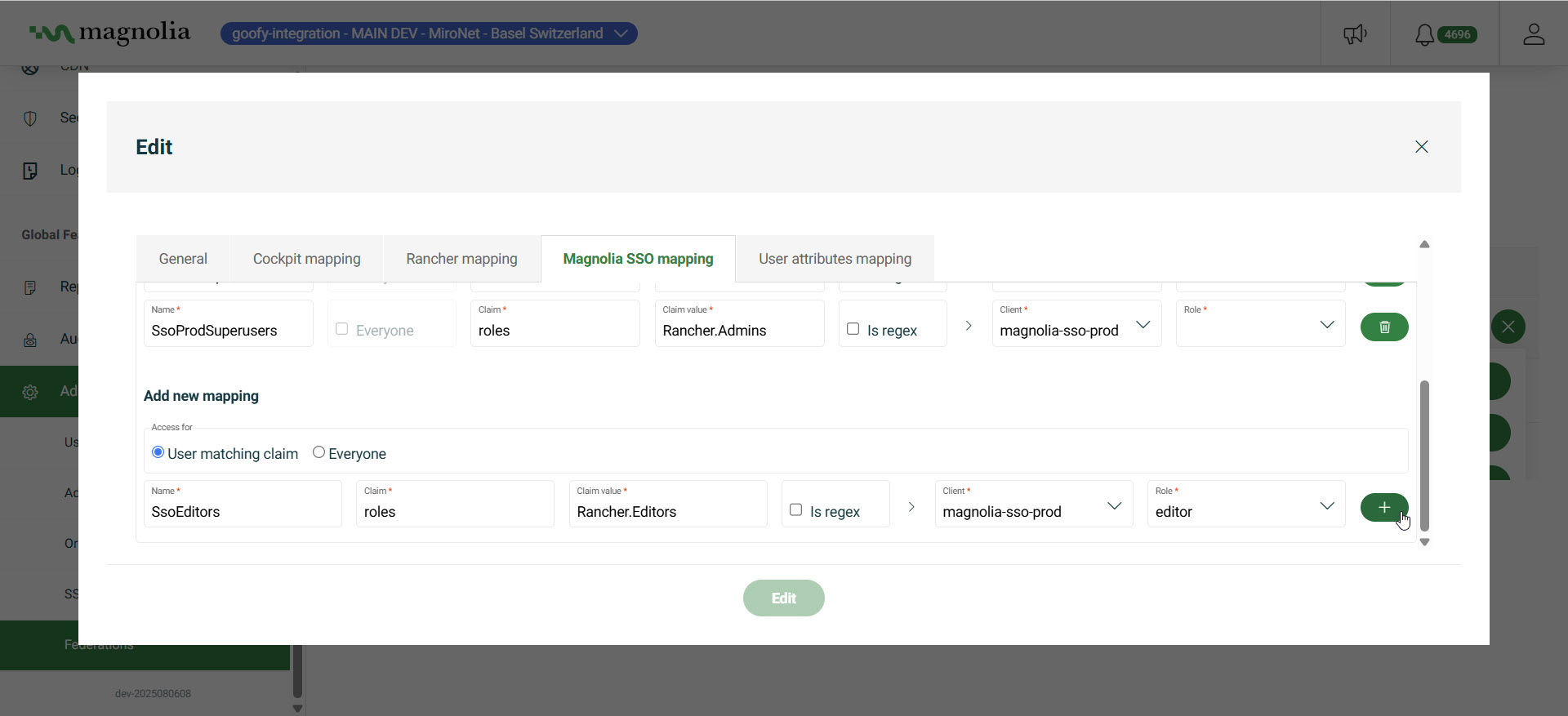 Magnolia SSO mapping configuration