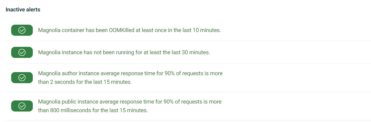 Inactive alerts in the Cockpit