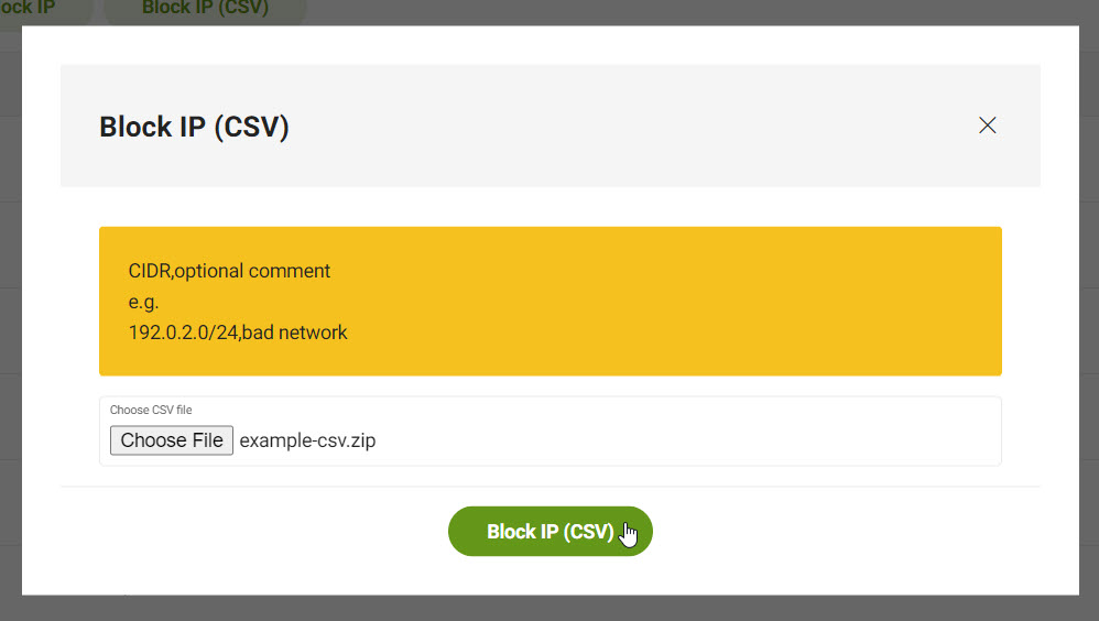 Block IPs via CSV