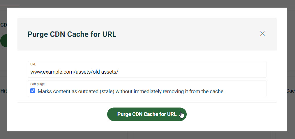 Purge URL dialog