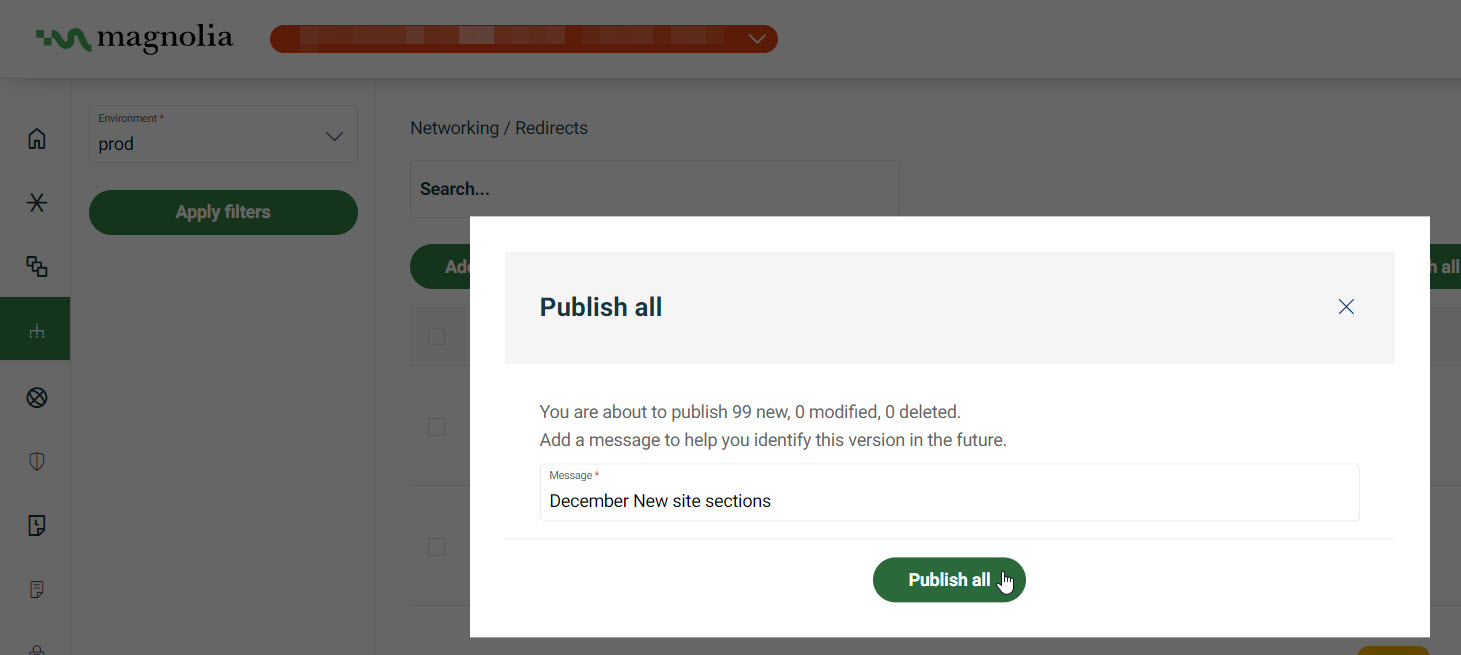 Publish redirects