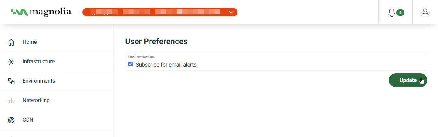 Open user preferences from the profile menu