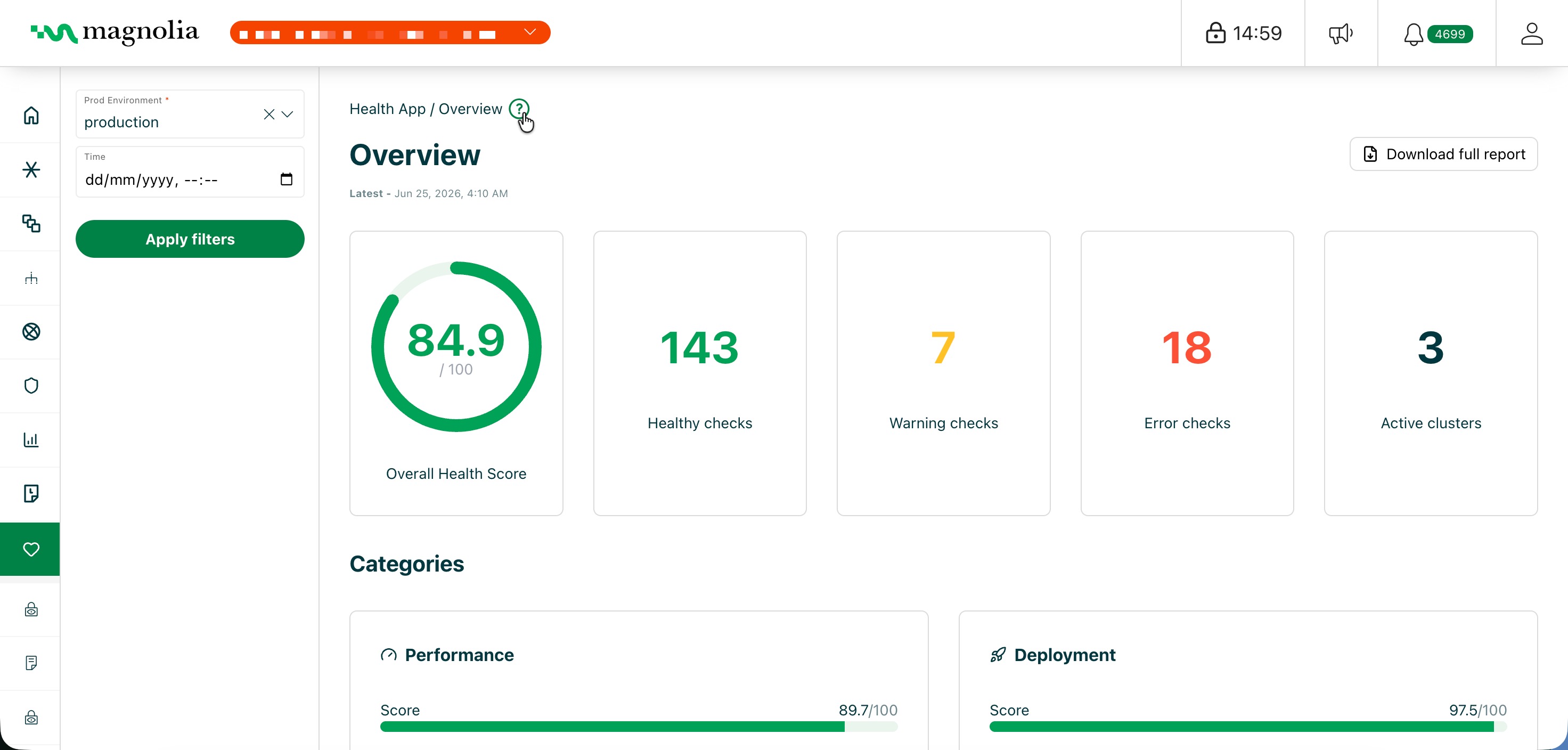 Health App overview in the Cockpit