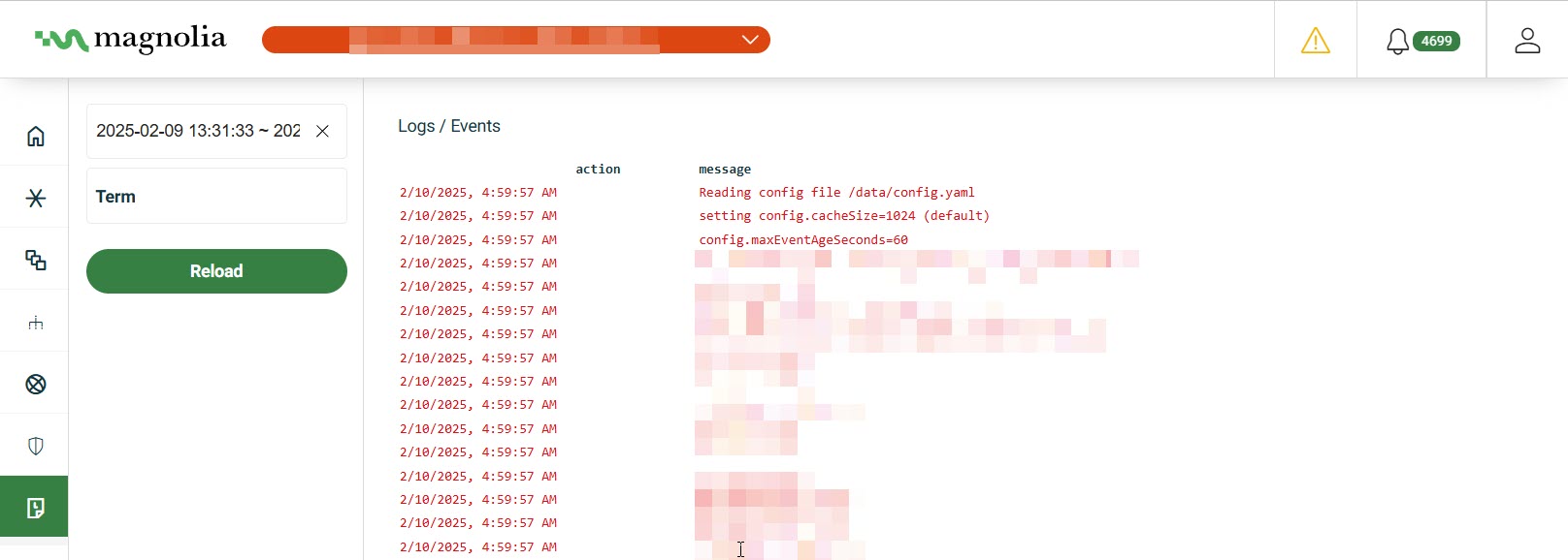 Cluster event logs