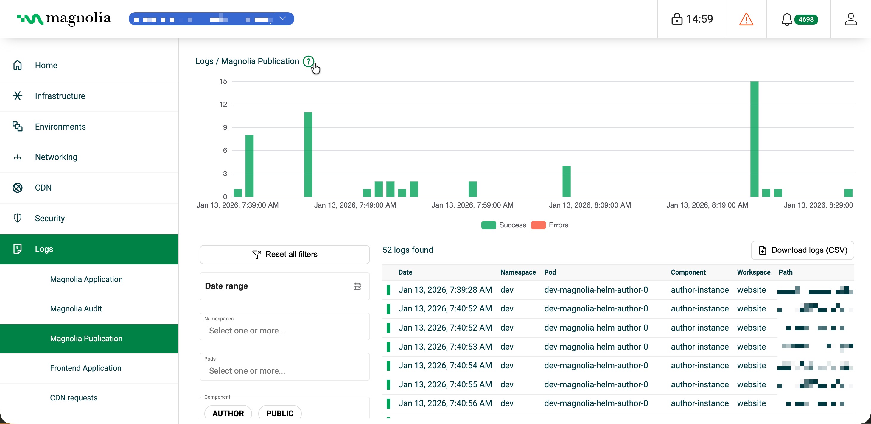 Magnolia Publication logs