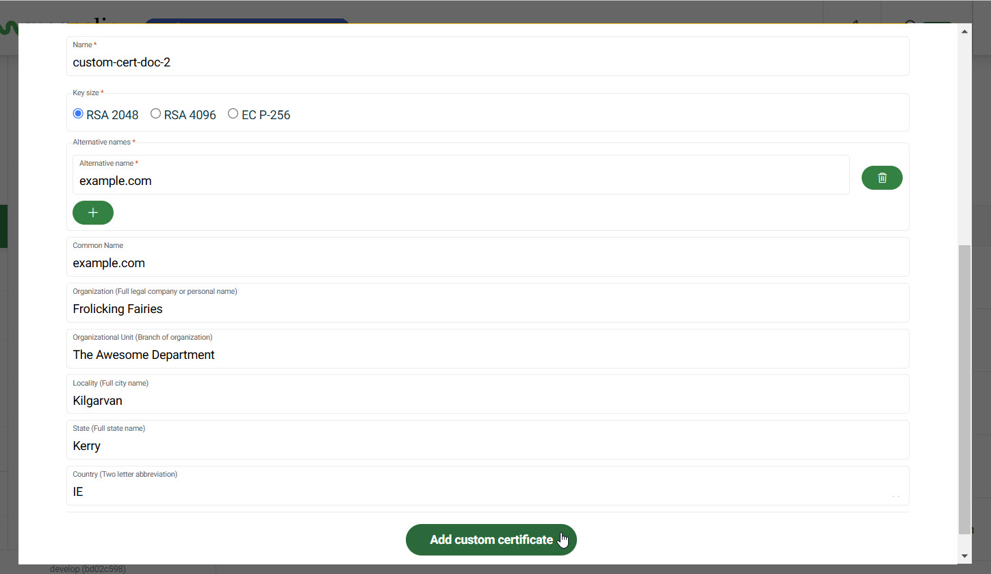 Add a custom certificate