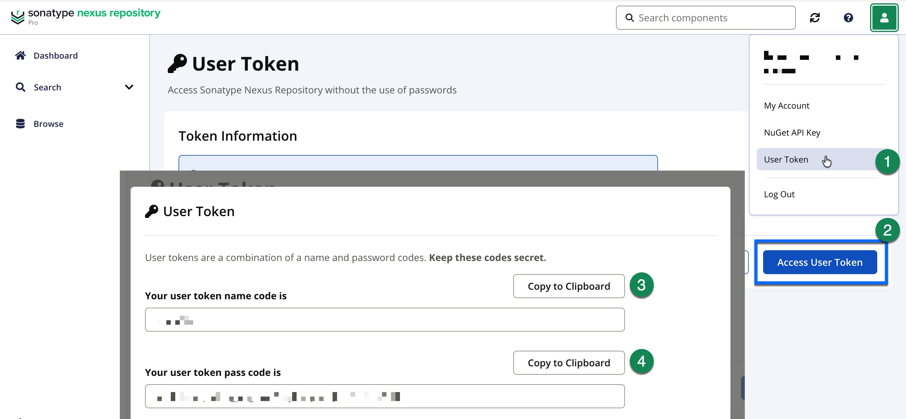 nexus user tokens
