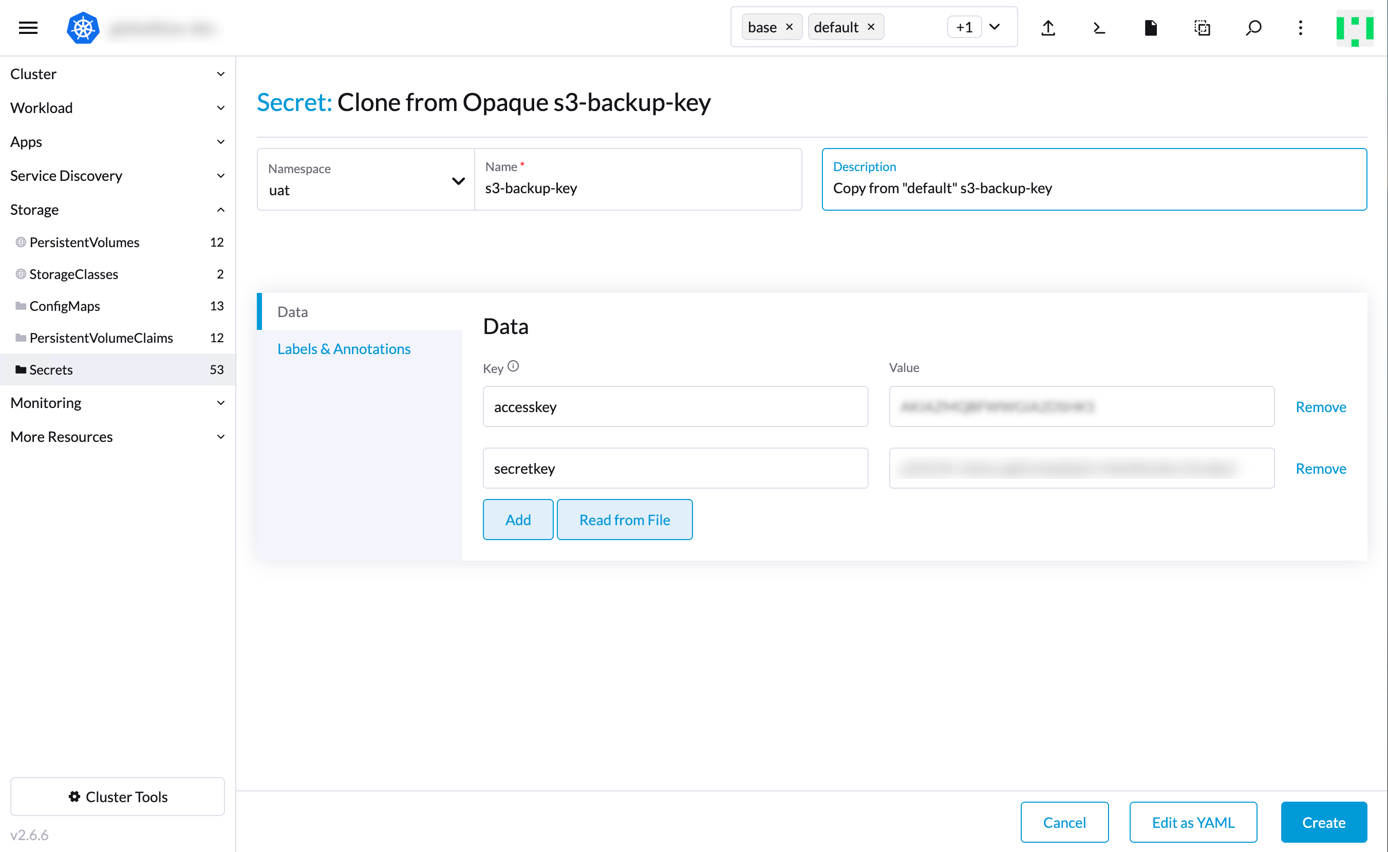 Clone secret in Rancher — step 2