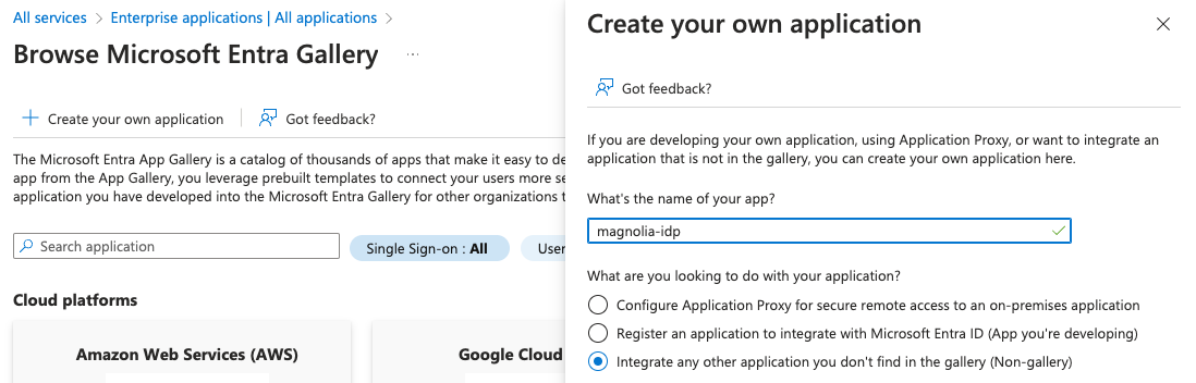 Create Enterprise Application in Azure