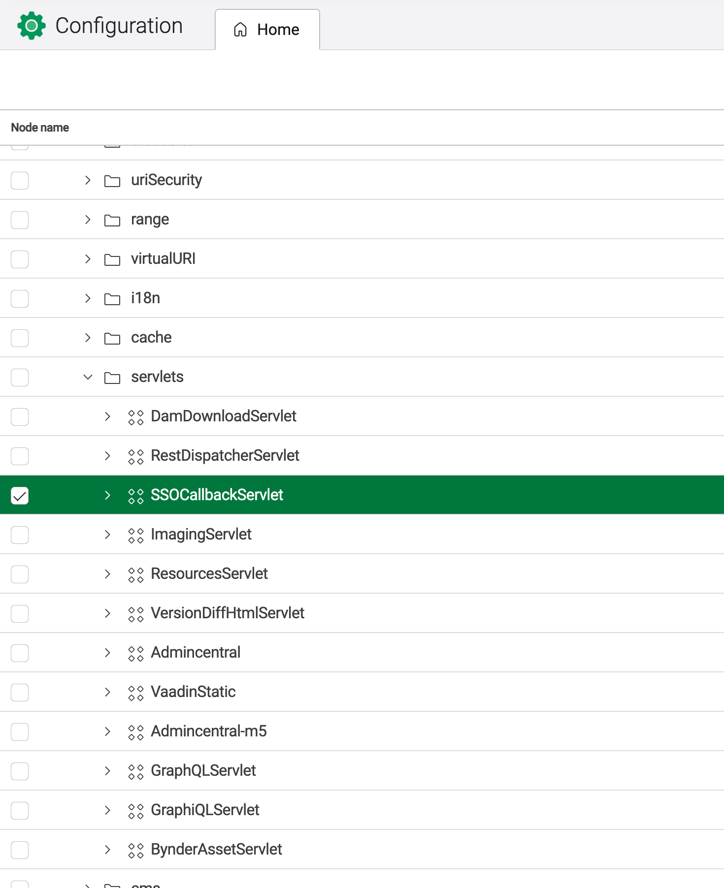SSOCallbackServlet configuration
