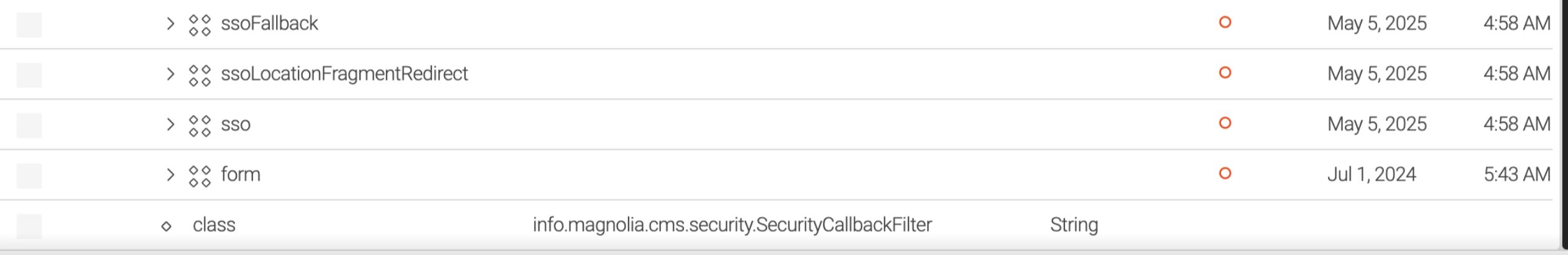 Security callback clientCallbacks