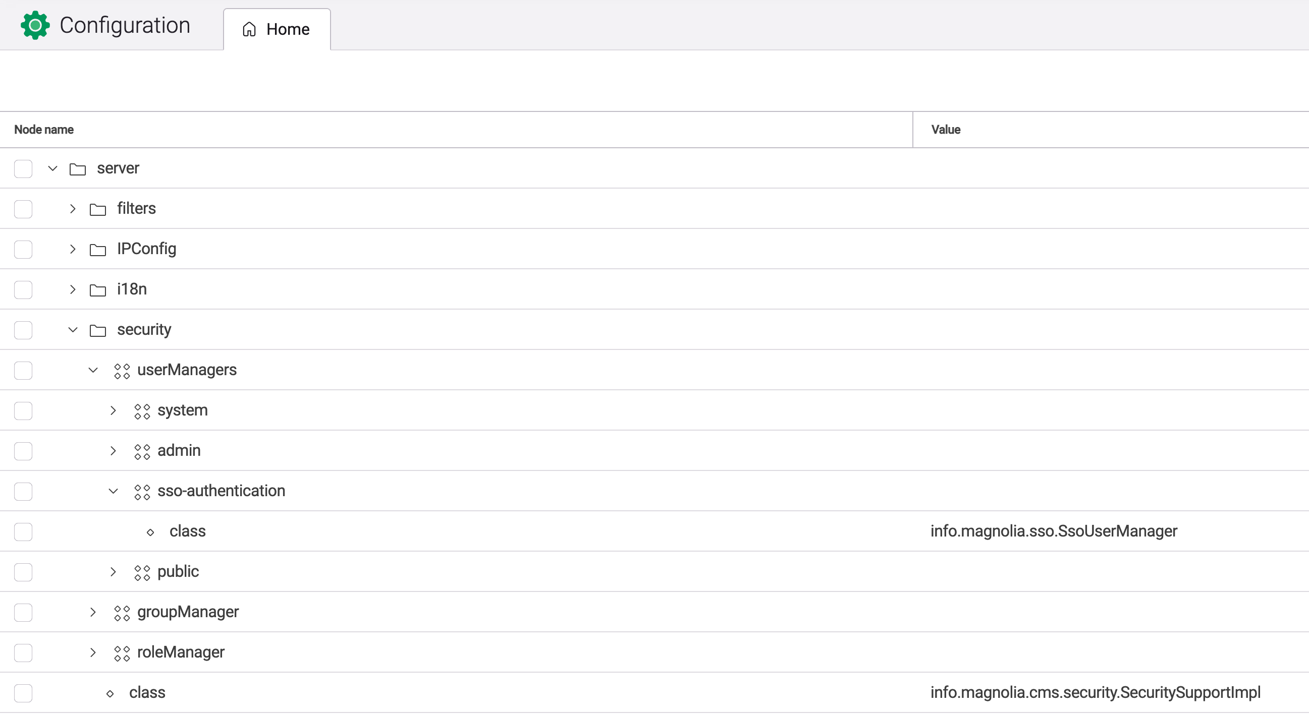 userManagers configuration