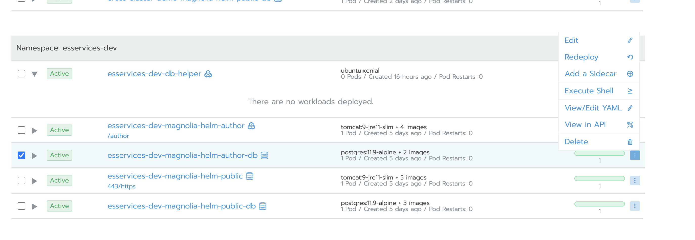 Delete the DB workloads